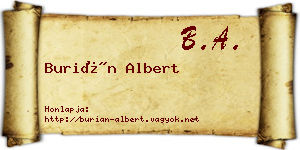 Burián Albert névjegykártya