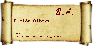 Burián Albert névjegykártya